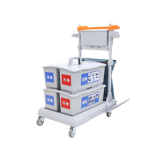 靈動(dòng)型平推系統(tǒng)清潔車，配垃圾袋，雙格桶x2，帶剎車，含標(biāo)貼 JDB R223