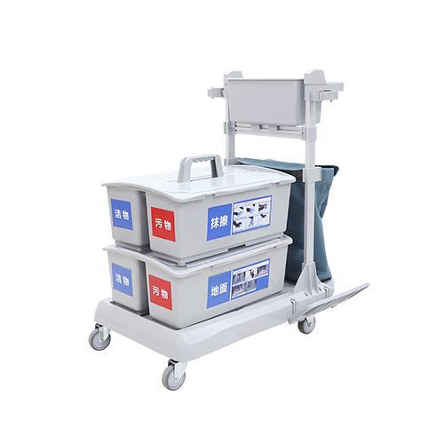 靈動(dòng)型平推系統(tǒng)清潔車，配垃圾袋，雙格桶x2，含標(biāo)貼 JD R223