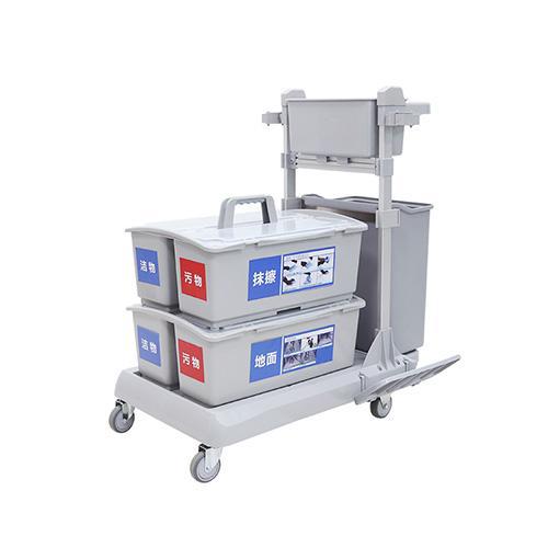 靈動(dòng)型平推系統(tǒng)清潔車 配垃圾桶、2個(gè)含標(biāo)貼雙格桶 JD G223