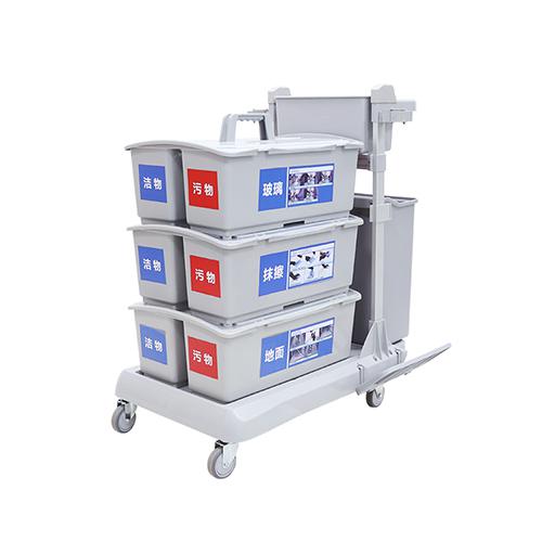 靈動(dòng)型平推系統(tǒng)清潔車 配23升垃圾桶、3個(gè)雙格桶、2套車架/箱 JD G323